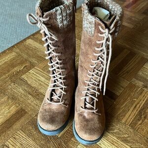 American eagle brown sued girls tall boots size 13